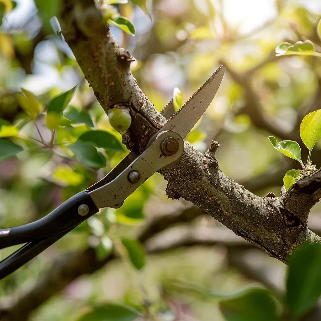 Close-up of a tree branch being pruned, illustrating the importance of professional tree trimming for health and safety